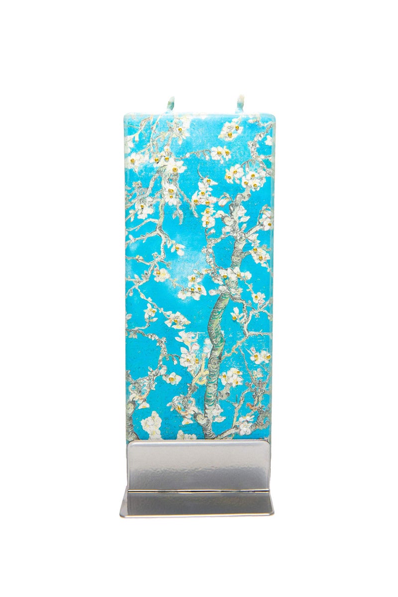 Flatyz Hand Painted Flat Candle| Unscented, Dripless, Smokeless, Decorative | Van Gogh â€“ Starry Night | Double Wick with Metal Base | Unique Gift Idea and Home DÃ©cor Accent - Image 1